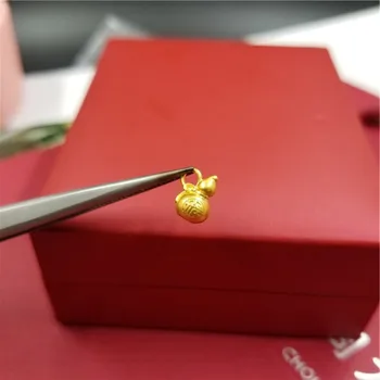 1 ADET Gerçek 24 K Sarı Altın Kolye Kadın 3D Mini Şans Kabak Boncuk 0.15-0.2 g (Kolye sadece) çok Küçük