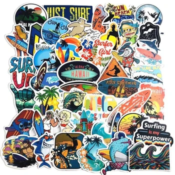 10/30/50 Adet Yaz Plaj Hawaii Sörf Oyun Kum Karikatür Graffiti Çıkartmalar Dekoratif Sörf Tahtası Bavul Su Geçirmez Çıkartmalar