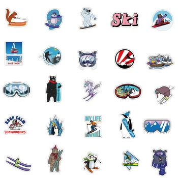 10/50 ADET Açık Ekstrem Sporlar Kayak Çıkartmalar Paketi Karikatür Hayvan Graffiti Kayak çıkartma DIY Snowboard etiket