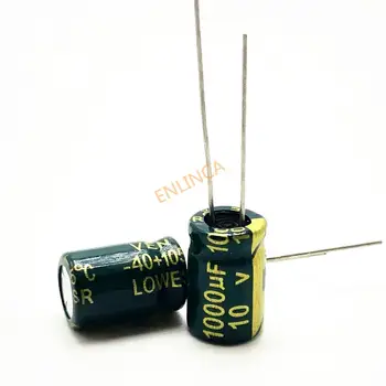 10v 1000uf 8 * 12 yüksek frekanslı düşük empedanslı alüminyum elektrolitik kondansatör 1000uf 10v 20%