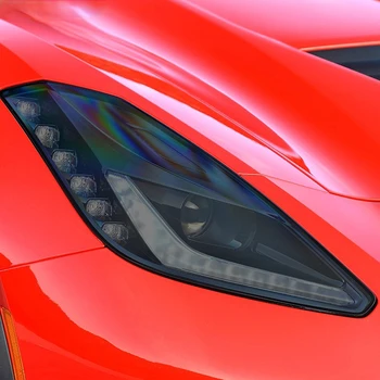 2 Adet Araba Far koruyucu film Füme Siyah Tonu Wrap Vinil Şeffaf TPU Sticker Chevrolet Corvette İçin C7-2019