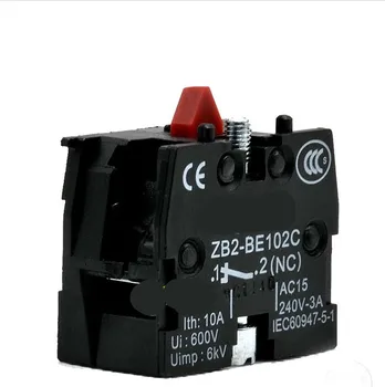 2 adet ZB2-BE102 XB2 basmalı düğme anahtarı kırmızı Kontak Bloğu, normal kapalı (NC) gümüş kontak