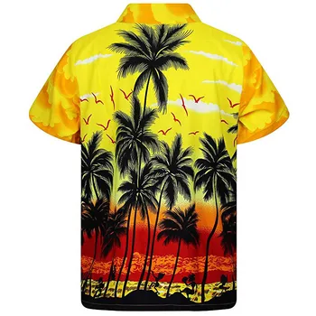 2022 erkek havai gömleği 5xl Yaz Rahat Moda 3d Baskı Gömlek Erkekler İçin Gevşek Plaj Üstleri Hindistan Cevizi Ağacı Baskılı Gömlek Erkekler