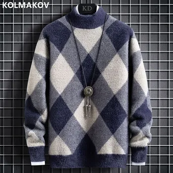 2022 Sonbahar / Kış Yeni erkek Klasik Moda Tüm Maç Kazak erkek Polar ve Kalın Sıcak Yüksek Kalite Kontrol Kazak M-3XL