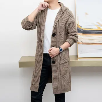2022 Yeni Sonbahar ve Kış Yeni Gevşek Kore Tarzı Büyük Boy Moda Sıcak Ceket Erkek Örme Kazak Hırka Ceket H42