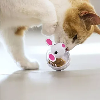 2022New Gıda Kaçak Tumbler Besleyici Tedavi Topu Sevimli Küçük Fare Oyuncaklar İnteraktif Oyuncak kedi maması Yavaş Besleme Pet Oyuncak Malzemeleri