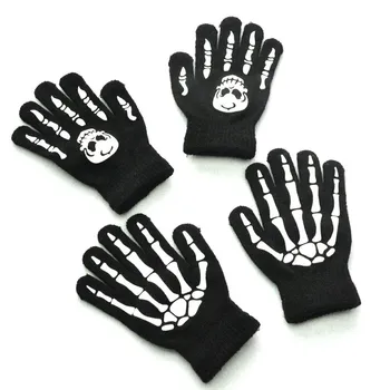 2023 Kış Eldiven Unisex Örgü Sıcak Eldivenler Çağrı Konuşma ve dokunmatik ekran eldiveni Yetişkin / çocuk aydınlık Kafatası Eldiven Cadılar Bayramı