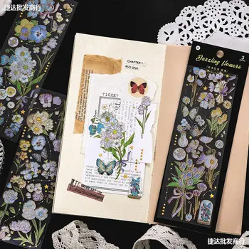 3 Adet Flora Etiket Seti Çiçek Bitki Tarzı PET Dekoratif Çıkartmalar Koleksiyonu Scrapbooking Dıy El Sanatları İçin Günlük Planlayıcısı