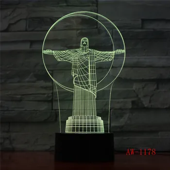 3D Led Tanrı İsa Başkanı Nightlight 7 Renk Değiştirme Ruh Usb Masa Lambası Ev Dekor Yatak Odası Uyku Aydınlatma Armatürleri Hediyeler AW-1178