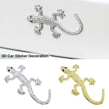 3D Rhinestone Elmas Kertenkele Gecko Araba Sticker Dekorasyon Rozet Amblem Araba-Styling Kristal Yaratıcı Oto Sticker Araba Aksesuarları
