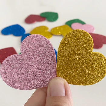 45 adet / takım Ev Dekorasyon Kalp Renkli Glitter Köpük Kendinden yapışkan çıkartmalar El Yapımı Scrapbooking Anaokulu Zanaat Malzemeleri