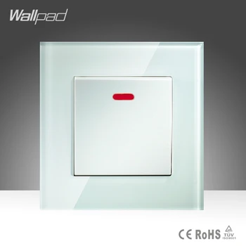 45A Anahtarı Wallpad Beyaz Kristal Cam 1 Gang 45A Basma Düğmesi Klima Ocak Duvar Anahtarı İle led ışık Ücretsiz Kargo
