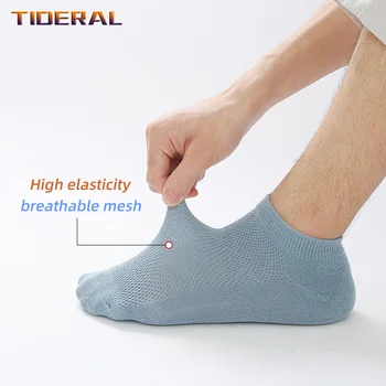 5 Pairs Erkekler Pamuk Örgü Ayak Bileği Çorap Yaz İnce Moda Nefes Kısa Çorap Adam Rahat Düz Renk Rahat Erkek Çorap Yeni