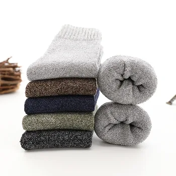 5 Pairs Kalınlaşmak Yün Çorap Erkekler Yüksek Kaliteli ısıtmalı havlu havlu Sıcak Tutmak Kış Çorap Adam Termal Çorap Pamuk boyutu 38-45