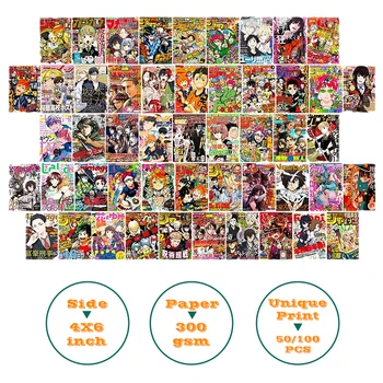 50/100 Adet Anime Dergisi Kapakları Estetik Duvar Kolaj Kiti Manga Parlak Renk Oturma Odası Yatak Odası Sanat Dekorasyon Genç Yetişkinler