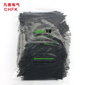 500 Adet / paket yüksek kalite 3 * 200mm genişlik 2.0 mm Siyah Renk Fabrika Standart Kendinden kilitleme Plastik Naylon Kablo Bağları, tel Zip Kravat