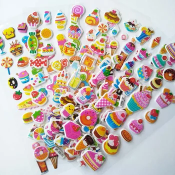 6 yaprak Güzel Karikatür Şeker Kek Etiket boyutlu 3D karikatür PVC kabarcık çıkartmalar kız / erkek doğum günü hediyesi çocuk oyuncakları
