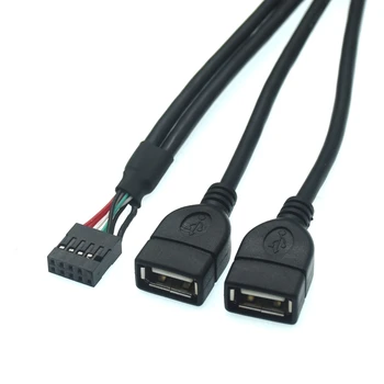 Anakart 9pin 2.54 mm Dişi Başlık çift USB 2.0 dişi adaptör Kablosu Ana kurulu Döner USB2. 0 İki Uzatma Hattı 30cm 50cm
