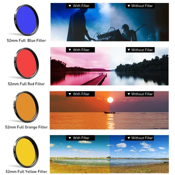 APEXEL Evrensel Kamera Lens Kiti 0.45 x Geniş Makro Lens+52mm UV Tam Mavi Kırmızı Renk Filtresi+CPL Yıldız ND32 Filtre Çoğu Telefon İçin
