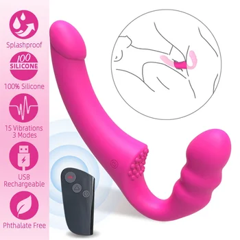 Askısız kayış-on Yapay Penis Vibratör Strapon Lesiban Uzaktan Kumanda G-Spot Çift kafa Vibratör Kadınlar için Seks Oyuncakları Yetişkin İçin