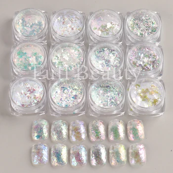 Aurora Opal Tırnak Glitter Pırıltılı Mermaid Nail Art Toz Altın Yaprak Folyo Pigment Toz Ayna Manikür Pul Süslemeleri JIJDP-1