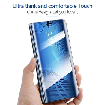 Ayna Akıllı Kılıf Samsung Galaxy A22 4G Kapak Deri Flip Case Samsung A22 A32 42 A52 A72 A13 A33 A53 A23 5g Telefon Kılıfı