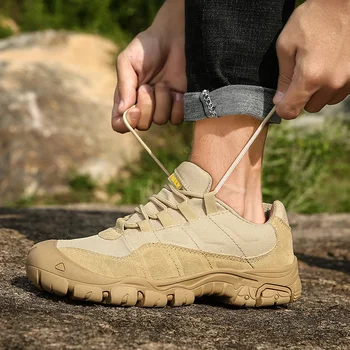 Açık Erkek yürüyüş ayakkabıları Sneakers Nefes Taktik Savaş asker botu Çöl Eğitim Botları Kaymaz Düşük trekking ayakkabıları Erkekler