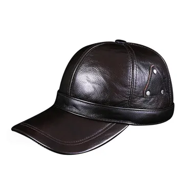 B-9482 erkek Hakiki Deri Şapka Kış sıcak beyzbol şapkası Erkek Deri kulak koruyucu Kap erkek İş Üst sınıf Şapka