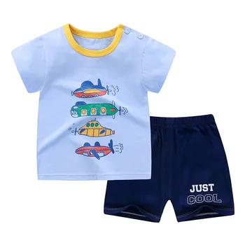 Bebek Erkek Eşofman Toddler Kız Giysileri Setleri Çocuklar Yaz Kısa Kollu T Shirt pamuklu üst giyim Pantolon 2 Adet Takım Elbise çocuk kıyafetleri