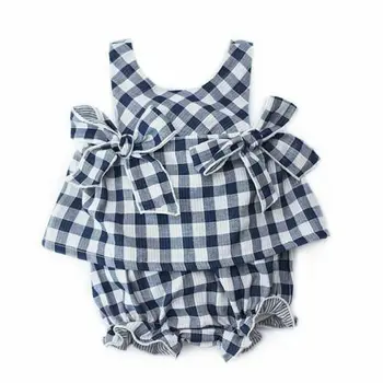 Bebek Giysileri Yeni Doğan Çocuklar Bebek Kız Kareli Yaz Üstleri takım elbise pantalonları Şort 2 adet Kıyafet Seti Giysileri