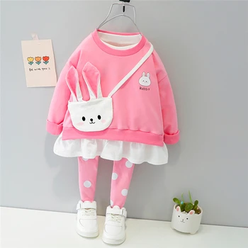 Bebek Kız Giyim Setleri Bahar Sonbahar Çocuk Karikatür Tavşan T Shirt Pantolon Yürüyor Bebek Açık Çocuklar Tatil Kıyafet