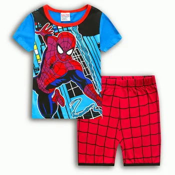 Bebek Uzun Kollu Pijama Yaz Erkekler Kızlara Örümcek Adam Marvel Çizgi Film Süper Kahraman Pijama Çocuk Pijama Çocuk Giyim Setleri