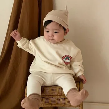 Bebek Yürüyor Boy Giyim Moda Bahar Sonbahar Sevimli Yenidoğan Bebek Erkek Kız Giyim Kıyafet Seti Uzun Kollu Üst pantolon seti