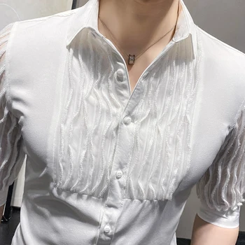 Beyaz Siyah Dantelli Uzun Kollu Vintage Gömlek Erkekler Gotik Rönesans Ortaçağ Gömlek Katı Erkek Üst Gömlek Bluz