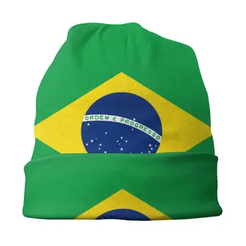 Brezilya Bayrağı Kap Rahat Sokak Skullies bere şapkalar Erkekler Kadınlar Yetişkin Bahar Sıcak Çift kullanımlı Kaput Örme Şapka