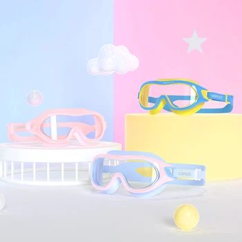 Copozz Profesyonel Büyük Çerçeve Çocuk yüzme gözlükleri Su Geçirmez Anti Sis UV Dalış Gözlük HD Çocuk Gözlük Yüzmek Gözlük Gafas