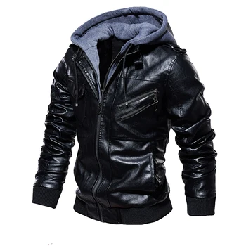 Deri Ceket Erkek Vintage Eğik Fermuar Motosiklet pu deri ceketler Erkek Sonbahar Kış Dış Giyim Jaqueta Masculino Couro