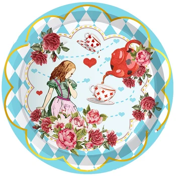 Disney Prenses Alice Tema 3 Katmanlı Kağıt Katlanabilir Cupcake Rafı Çocuklar Doğum Günü Partisi Malzemeleri Kek Standı Düğün Parti Dekorasyon