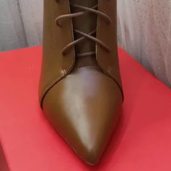 Doris Fanny İnce Topuklu Sivri Burun Seksi Bayanlar Ayakkabı İlkbahar Sonbahar Moda Ayak Bileği Ayakkabı Kadınlar İçin Kadın Hakiki Deri Çizmeler