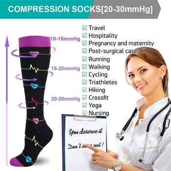 Drop Shipping Koşu varis çorabı Anti Yorgunluk Ağrı kesici Diz Çorap Erkekler Kadınlar için 20-30 mmHg Açık Bisiklet Çorap