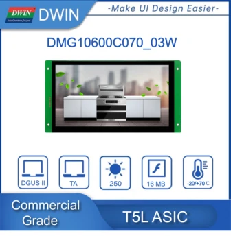 DWIN 7.0 inç Akıllı LCD modülü1024 * 600 Piksel Çözünürlük 16.7 M renk IPS-TFT-LCD Geniş Görüş Açısı DMG10600C070-03W