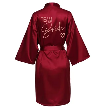 Düğün Parti Takım Gelin Elbise Siyah Harfler Kimono Saten Pijama Nedime Bornoz SP001
