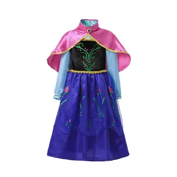 Elsa Anna Elbise Bebek Kız Yeşil Elbise Cosplay Çocuk Giysileri Çiçek Anna Parti Nakış Omuzsuz Kraliçe Elsa Kostüm
