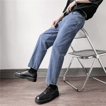 Erkek Kot Basit Temel Retro Büyük Boy İnce Gençler Moda Kore Tarzı Erkekler Ayak Bileği uzunlukta Pantolon Denim Yumuşak Eğlence Sıcak