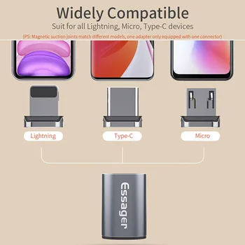 Essager mikro USB C Tipi Kablo Adaptörü Manyetik iphone şarj cihazı Samsung Xiaomi Mikro Dişi USB C Erkek Kablo Konektörü