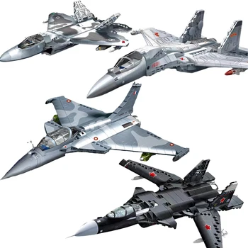 F22 Raptors Fighter Yapı Taşı Askeri Sukhoi Su-47 Uçak J16 Rafale Modeli Tuğla Seti WW2 Asker Silah Oyuncaklar Çocuk Hediye İçin
