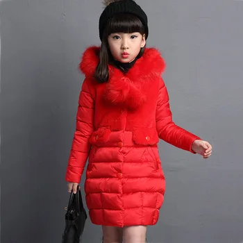 Genç Kızlar Sıcak Kürk Kış Uzun Ceket Moda Kalın Çocuklar Kapüşonlu Ceket Ceket Kız Giyim 4-10 Yıl Bebek Kız Giysileri