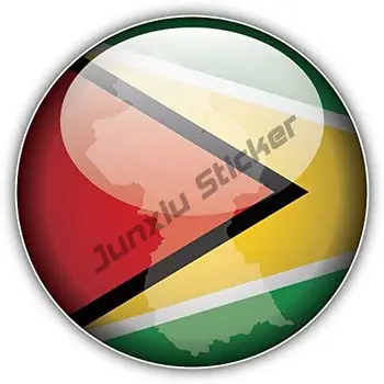 Guyana Haritası Bayrağı Parlak Etiket Vinil çıkartma Su Geçirmez Araba Çıkartması tampon çıkartması Araba Aksesuarları Guyane 973 Bayrak Haritası Çıkartması