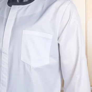 H & D Afrika Giysi Erkekler için Gelenek Nakış 3 Adet Set Bazin Giyim Gömlek Pantolon Ceket Beyaz Elbise Düğün Parti Tam Elbise