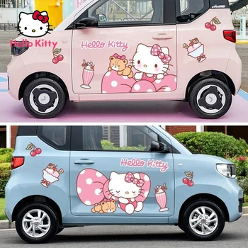 Hello Kitty Araba Sticker Vücut araba kılıfı Sticker Kitty Karikatür Dekorasyon Pembe Kız Baskı Kişilik Araba Modifikasyon Aksesuarları